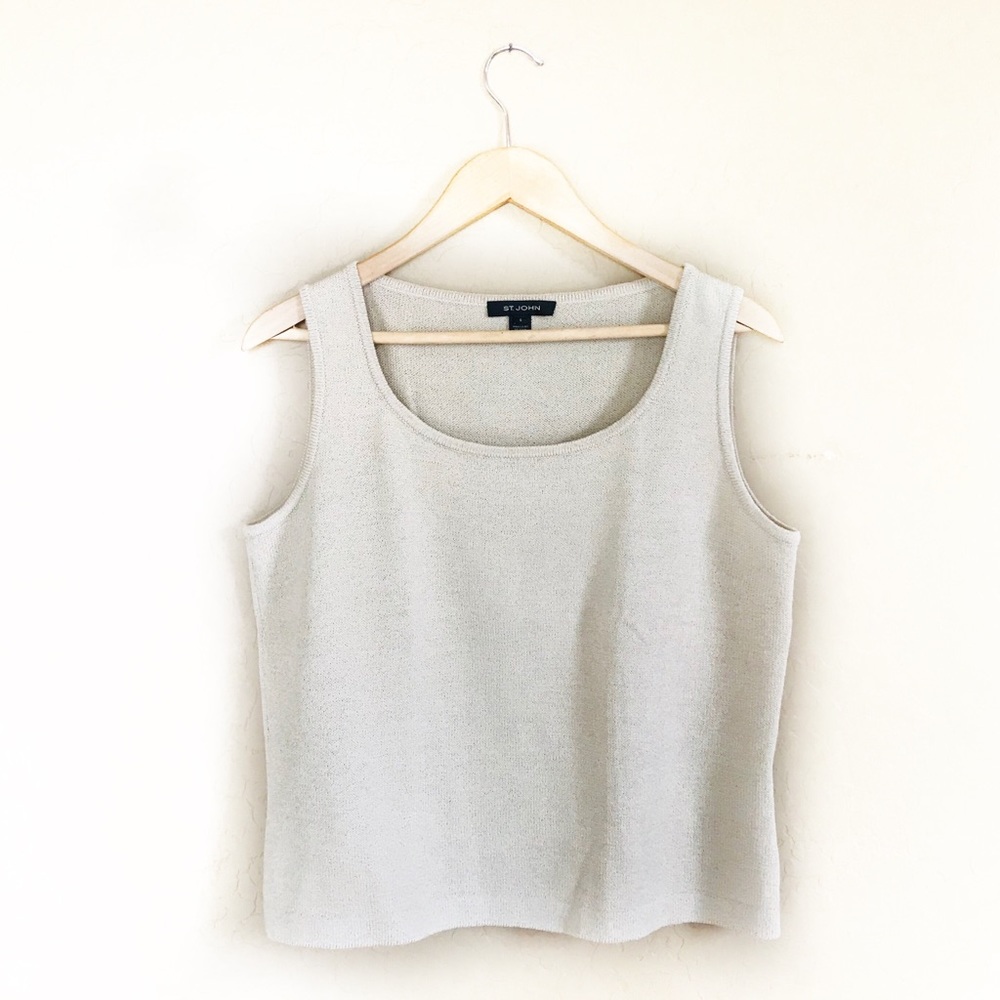 St John Santana Knit Small Tank Wool Tan Beige